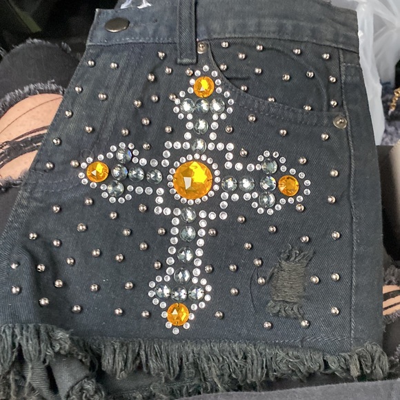 Ellison Y2K Rhinestone Shorts - Picture 3 of 4